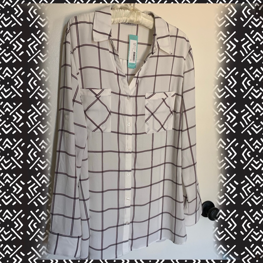 Black, Burgundy and White Blouse
